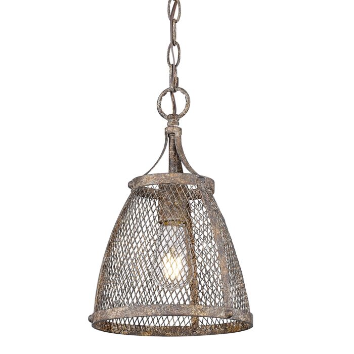 Golden Calgary 14 Inch Mini Pendant in Pebbled Rust