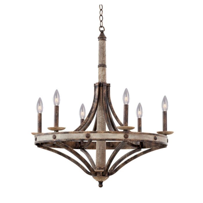 Kalco Coronado 6 Light Chandelier in Florence Gold