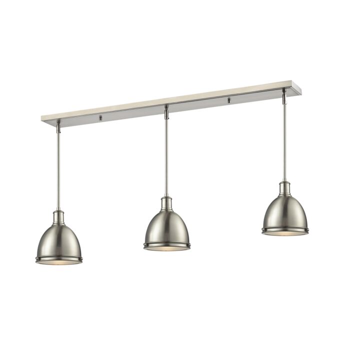 Z Lite Mason 3 Light Linear Pendant Light In Brushed Nickel