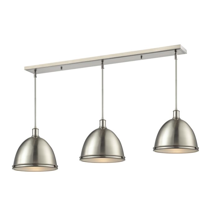 Z Lite Mason 3 Light Linear Pendant Light In Brushed Nickel