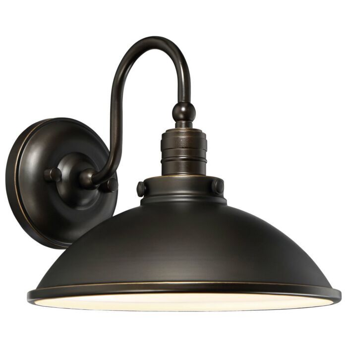 The Great Outdoors Baytree Lane 10 Inch Outdoor Wall Light in Oil Rubbed Bronze with Gold High