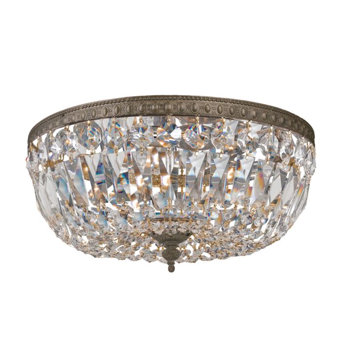 Crystorama 3 Light 14 Inch Ceiling Light in English Bronze with Clear Spectra Crystals