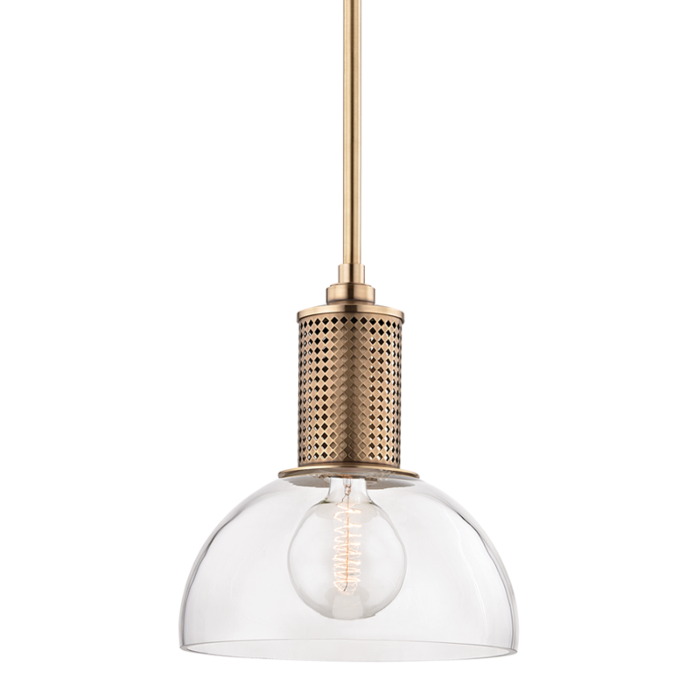 Hudson Valley Halcyon 16 Inch Pendant Light in Aged Brass