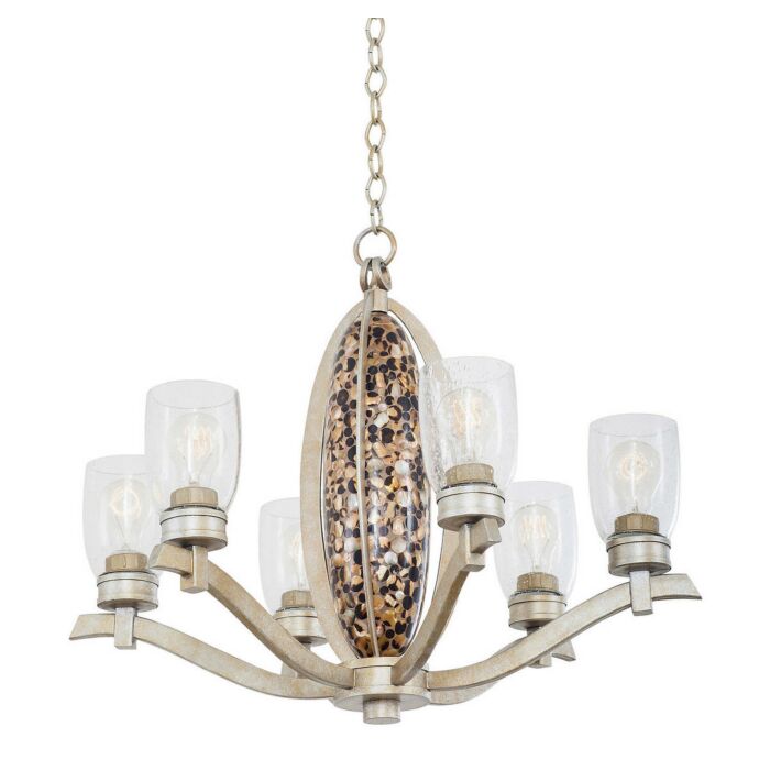 Kalco Largo 6 Light Chandelier in Tarnished Silver