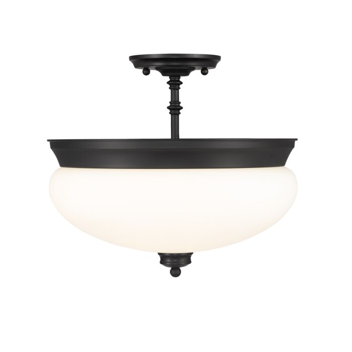 Z Lite Amon 3 Light Semi Flush Mount Ceiling Light In Matte Black