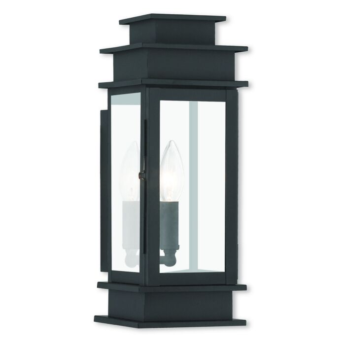 Princeton 1-Light Outdoor Wall Lantern in Black w with Polished Chrome Stainless Steel