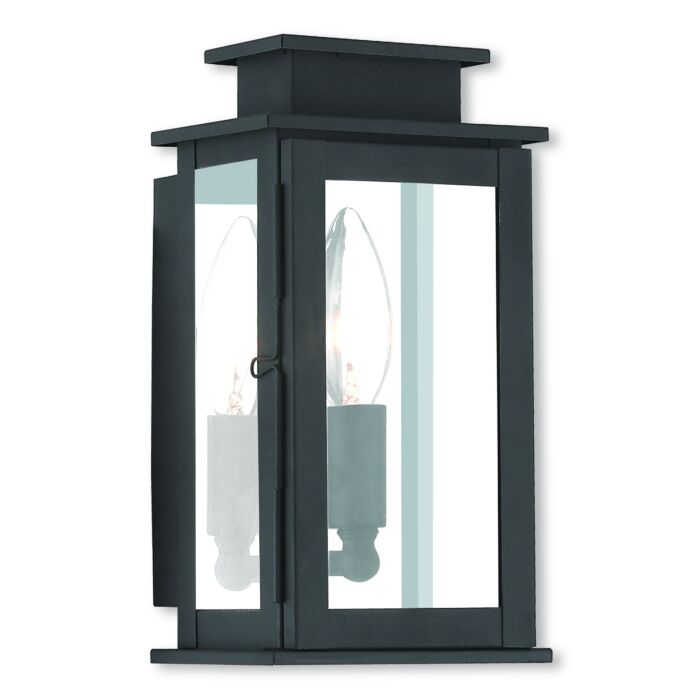 Princeton 1-Light Outdoor Wall Lantern in Black w with Polished Chrome Stainless Steel