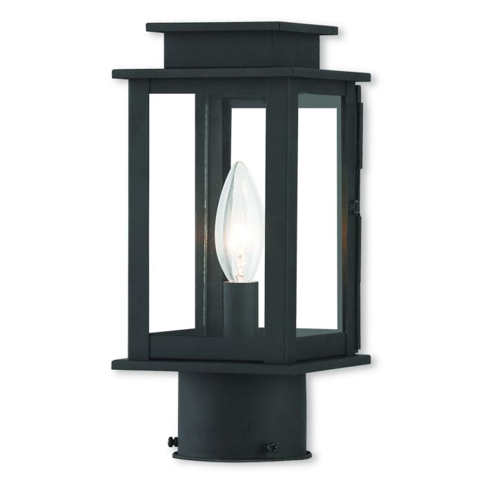 Princeton 1-Light Outdoor Post-Top Lanterm in Black w with Polished Chrome Stainless Steel