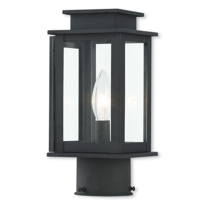 Princeton 1-Light Outdoor Post-Top Lanterm in Bronze w with Polished Chrome Stainless Steel