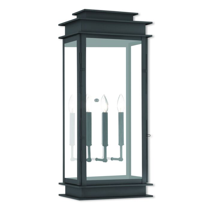 Princeton 3-Light Outdoor Wall Lantern in Black w with Polished Chrome Stainless Steel