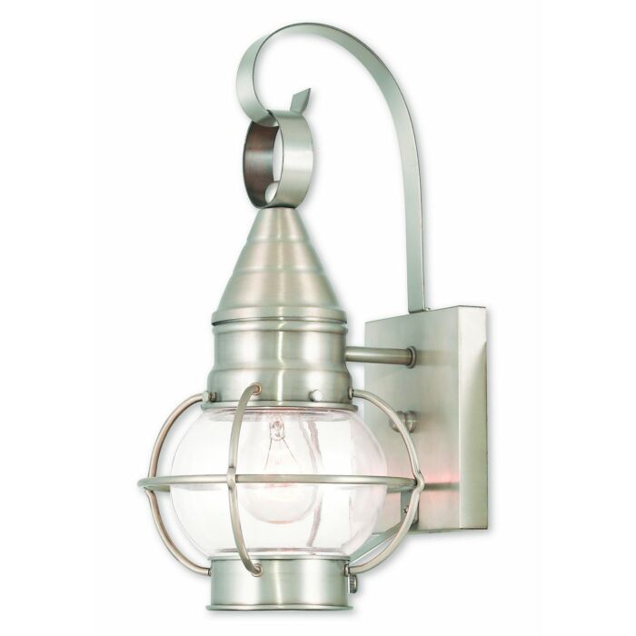 Newburyport 1-Light Outdoor Wall Lantern in Brushed Nickel