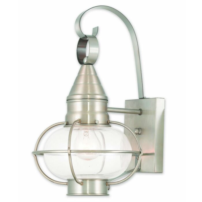 Newburyport 1-Light Outdoor Wall Lantern in Brushed Nickel