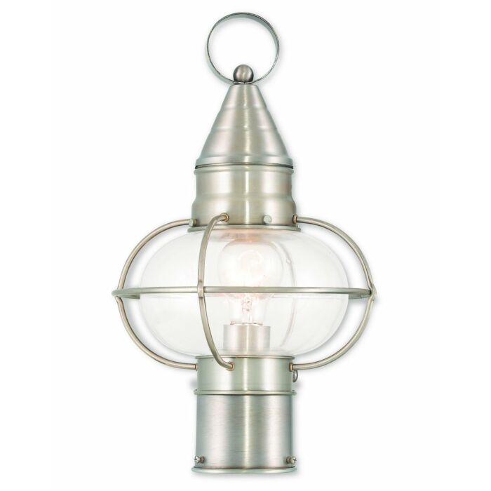 Newburyport 1-Light Outdoor Post-Top Lanterm in Brushed Nickel