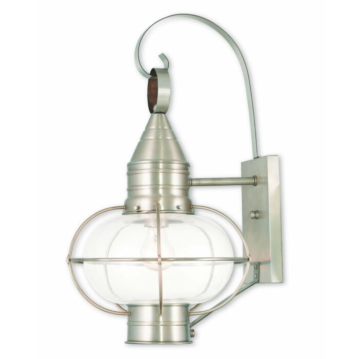 Newburyport 1-Light Outdoor Wall Lantern in Brushed Nickel