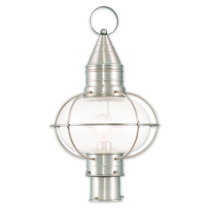 Newburyport 1-Light Outdoor Post-Top Lanterm in Brushed Nickel