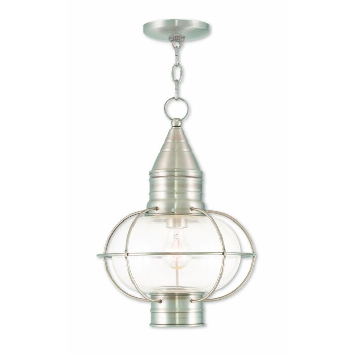 Newburyport 1-Light Outdoor Pendant in Brushed Nickel