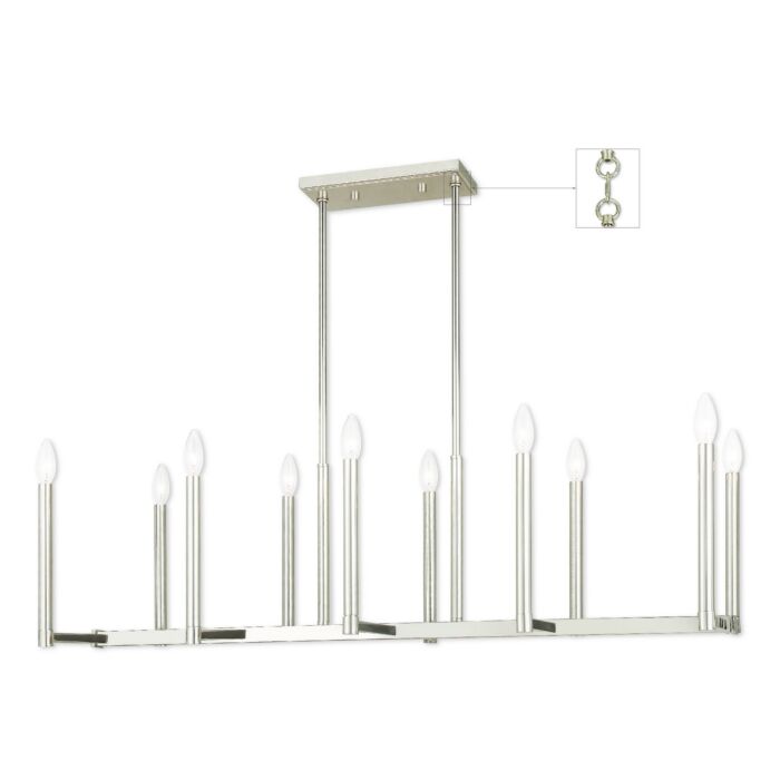 Alpine 10-Light Linear Chandelier in Polished Nickel