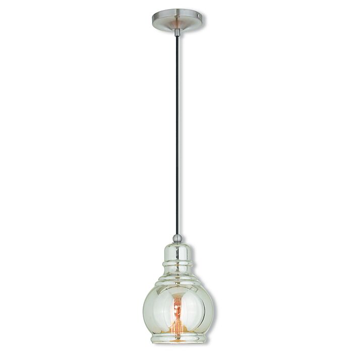 Hand Blown Art Glass Mini Pendants 1-Light Mini Pendant in Brushed Nickel