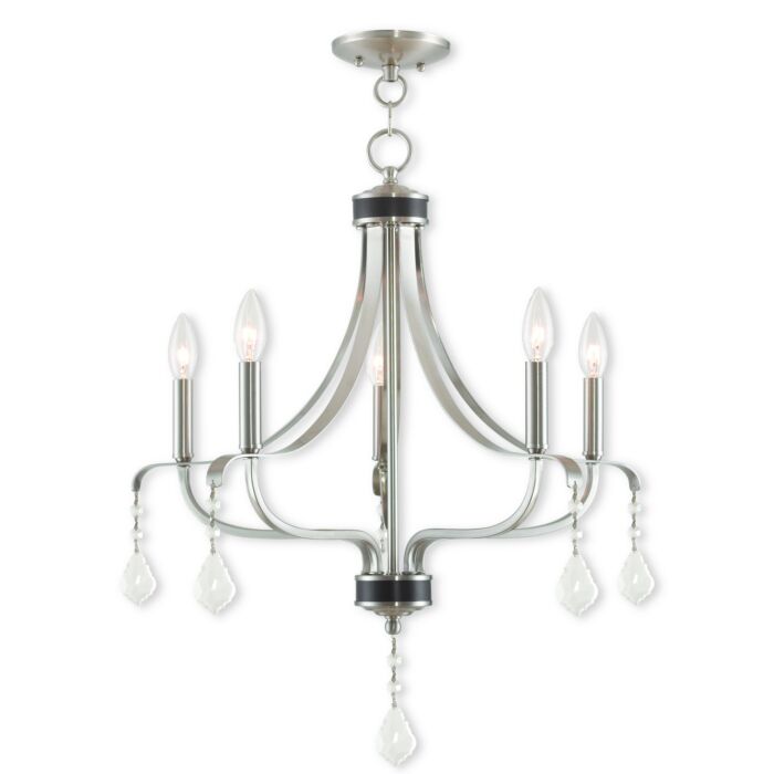 Laurel 5-Light Chandelier in Brushed Nickel w with English Bronzes