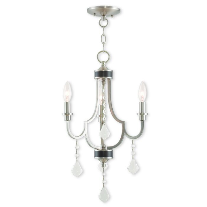 Glendale 3-Light Mini Chandelier in Brushed Nickel w with English Bronzes
