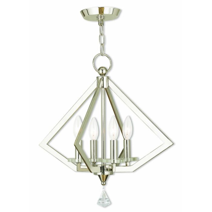 Diamond 4-Light Mini Chandelier in Polished Nickel
