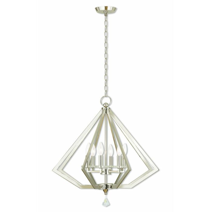 Diamond 6-Light Chandelier in Polished Nickel