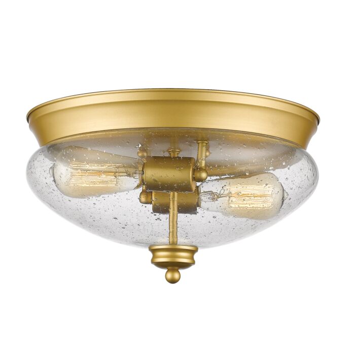 Z Lite Amon 2 Light Flush Mount Ceiling Light In Satin Gold