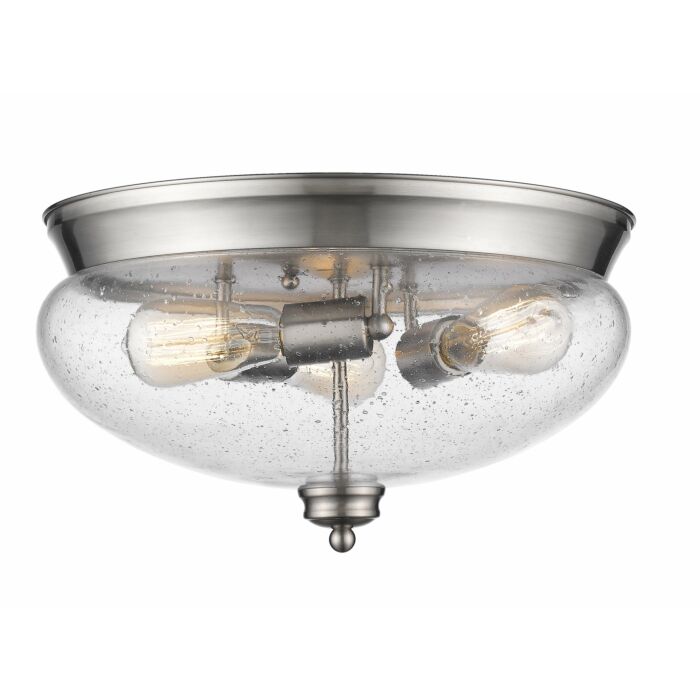 Z Lite Amon 3 Light Flush Mount Ceiling Light In Brushed Nickel