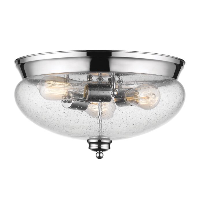 Z Lite Amon 3 Light Flush Mount Ceiling Light In Chrome
