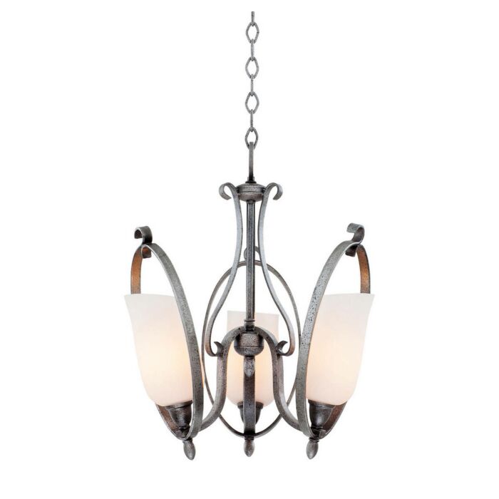 Kalco Mateo 3 Light Mini Chandelier in Flecked Iron