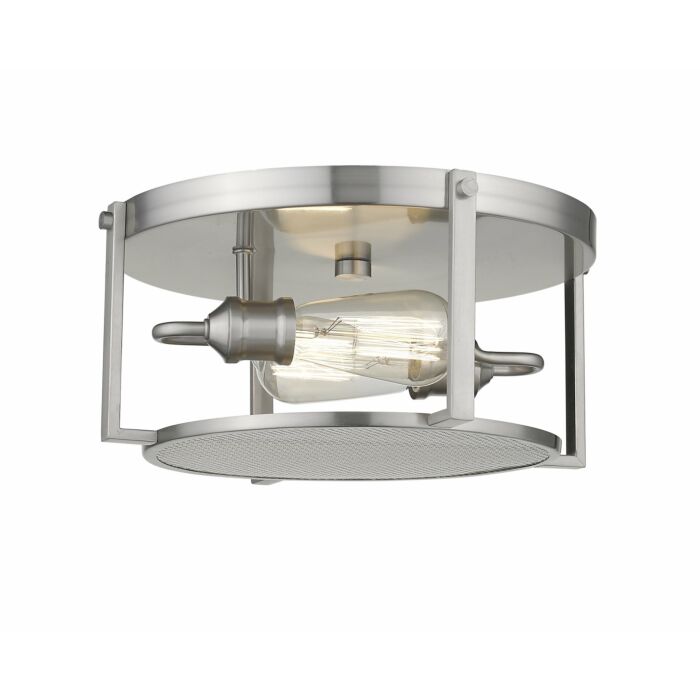 Z Lite Halcyon 2 Light Flush Mount Ceiling Light In Brushed Nickel