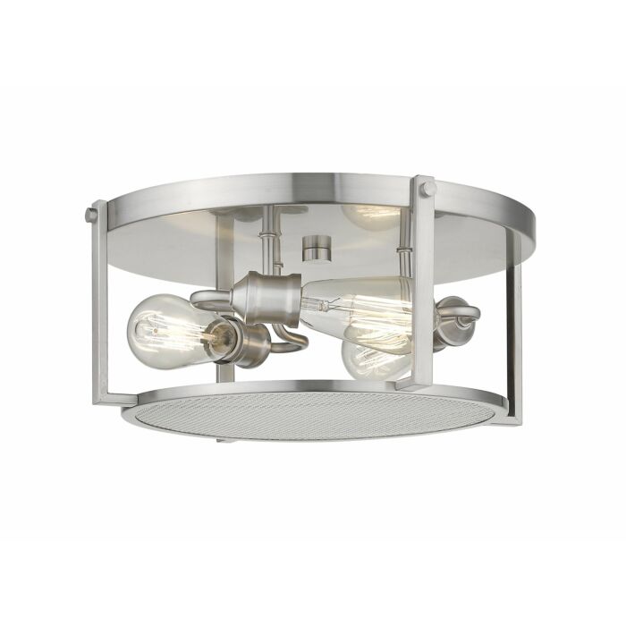Z Lite Halcyon 3 Light Flush Mount Ceiling Light In Brushed Nickel