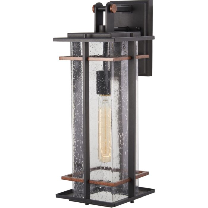 The Great Outdoors San Marcos 18 Inch Outdoor Wall Light in Black with Antique Copper Accents