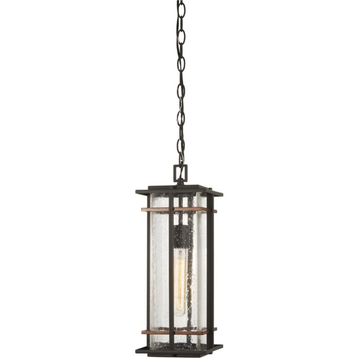 The Great Outdoors San Marcos 18 Inch Outdoor Hanging Light in Black with Antique Copper Accents