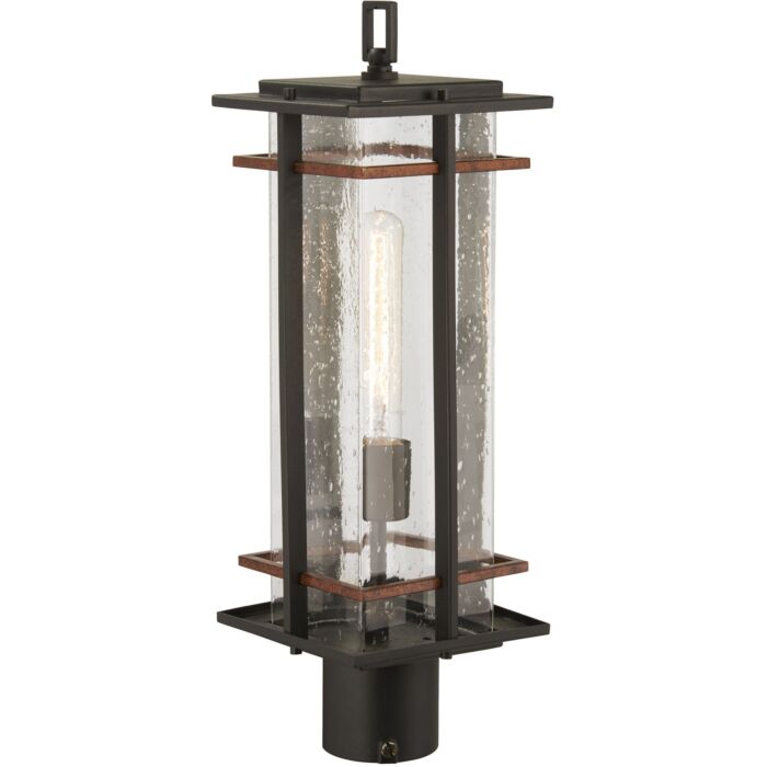 The Great Outdoors San Marcos 21 Inch Outdoor Post Light in Black with Antique Copper Accents