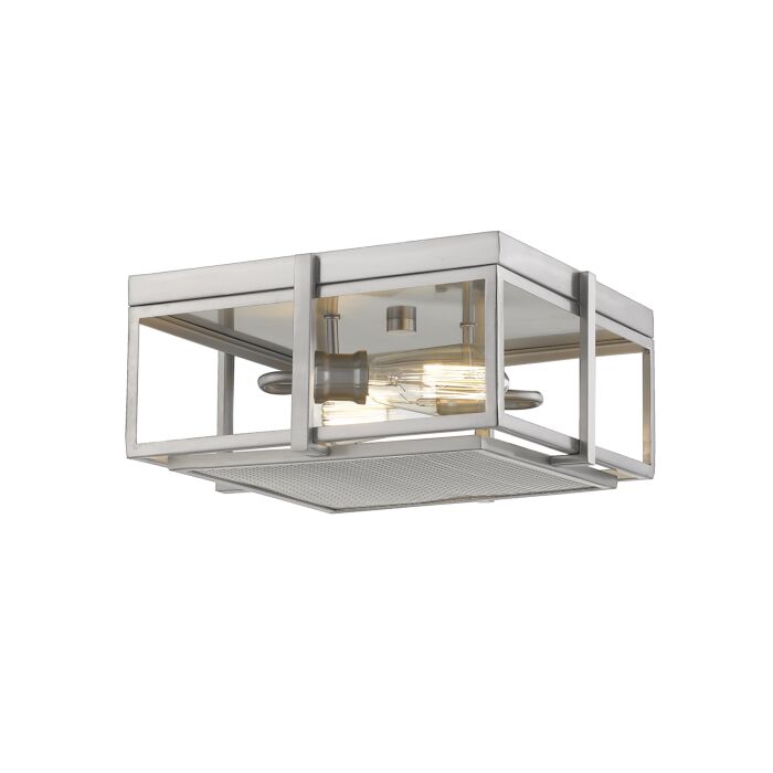 Z Lite Halcyon 2 Light Flush Mount Ceiling Light In Brushed Nickel