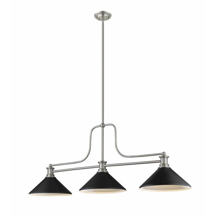 Z Lite Melange 3 Light Linear Pendant Light In Brushed Nickel