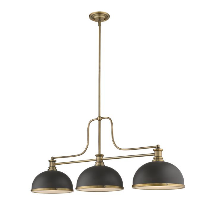 Z Lite Melange 3 Light Linear Pendant Light In Heritage Brass