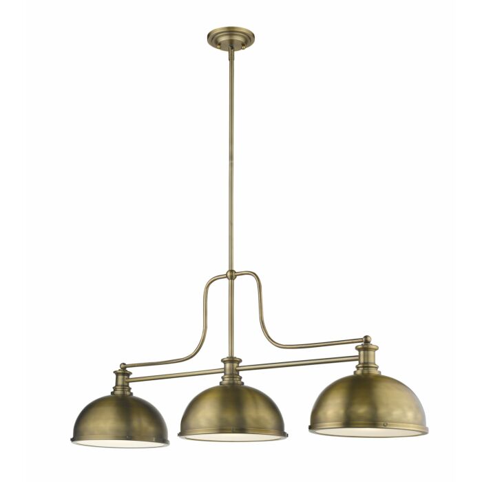 Z Lite Melange 3 Light Linear Pendant Light In Heritage Brass
