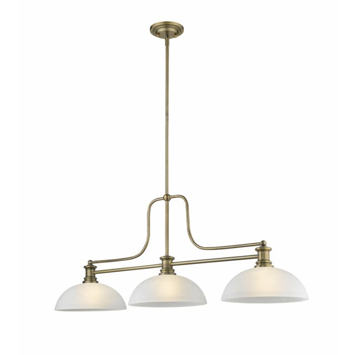 Z Lite Melange 3 Light Linear Pendant Light In Heritage Brass