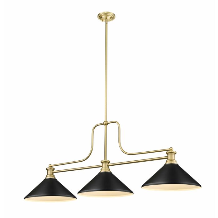 Z Lite Melange 3 Light Linear Pendant Light In Heritage Brass