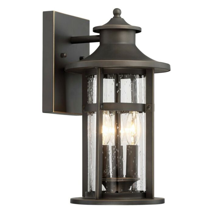 The Great Outdoors Highland Ridge 3 Light 15 Inch Outdoor Wall Light in Oil Rubbed Bronze with Gold High