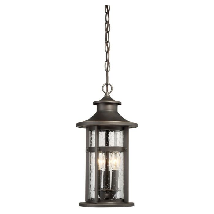 The Great Outdoors Highland Ridge 4 Light 19 Inch Outdoor Hanging Light in Oil Rubbed Bronze with Gold High