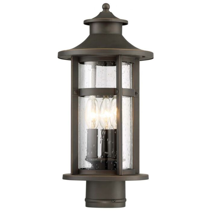 The Great Outdoors Highland Ridge 4 Light 20 Inch Outdoor Post Light in Oil Rubbed Bronze with Gold High
