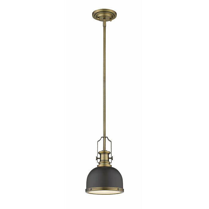 Z Lite Melange 1 Light Mini Pendant Light In Bronze With Heritage Brass