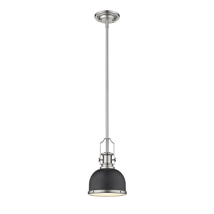Z Lite Melange 1 Light Mini Pendant Light In Matte Black With Brushed Nickel