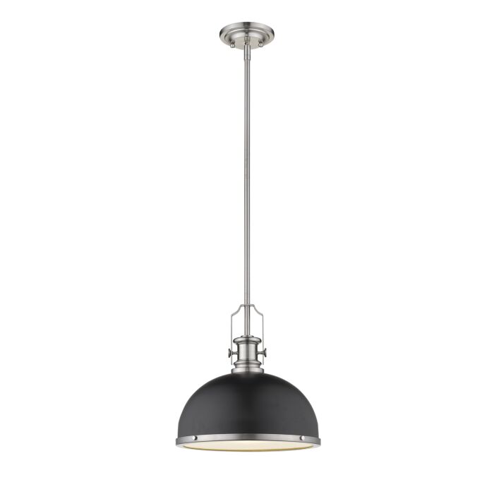 Z Lite Melange 1 Light Pendant Light In Matte Black With Brushed Nickel