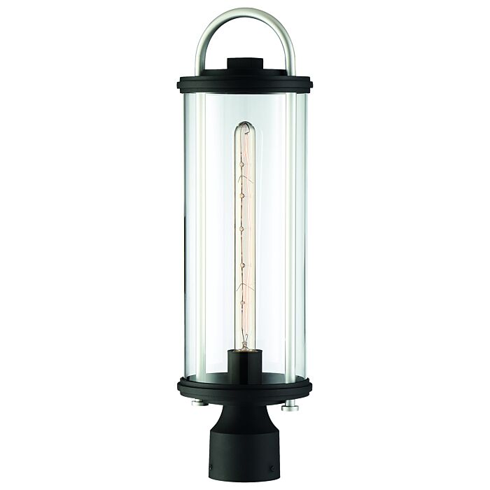 The Great Outdoors Keyser 22 Inch Outdoor Post Light in Black with Silver Accent