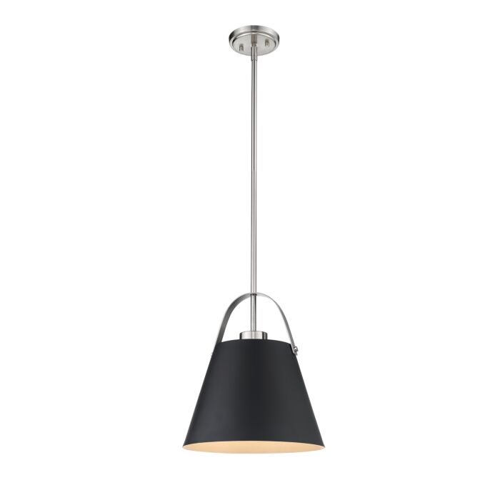Z Lite Z Studio 1 Light Pendant Light In Matte Black With Brushed Nickel