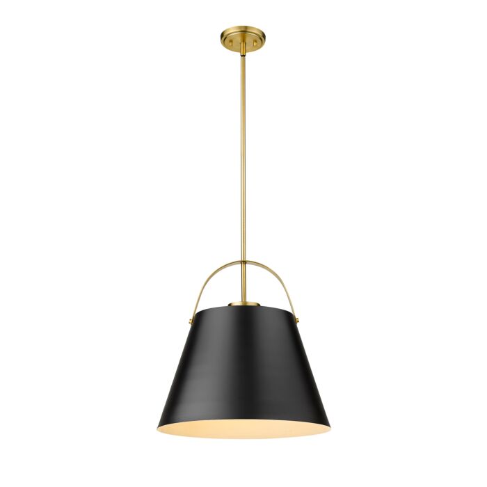 Z Lite Z Studio 1 Light Pendant Light In Matte Black With Heritage Brass